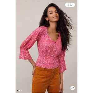Maeve Vibrant Pink Patterned Blouse